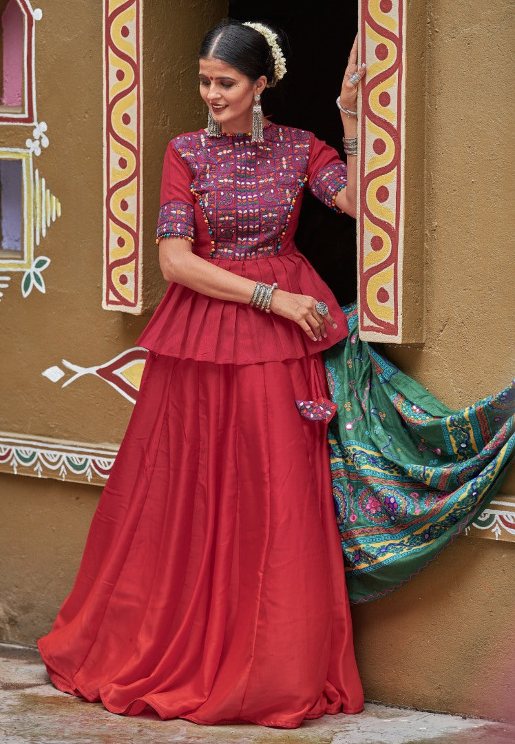 Navratri special maroon soft cotton chaniya choli for garba