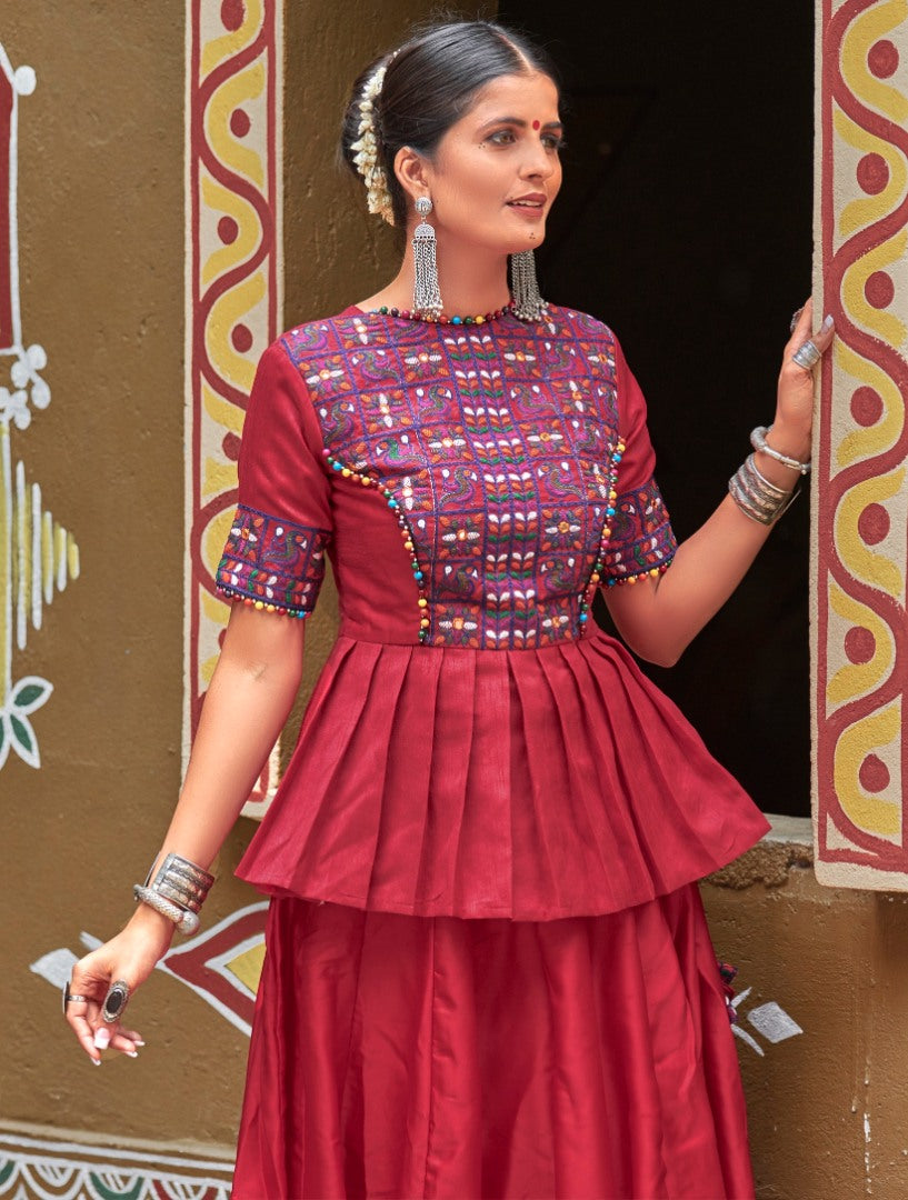 Navratri special maroon soft cotton chaniya choli for garba