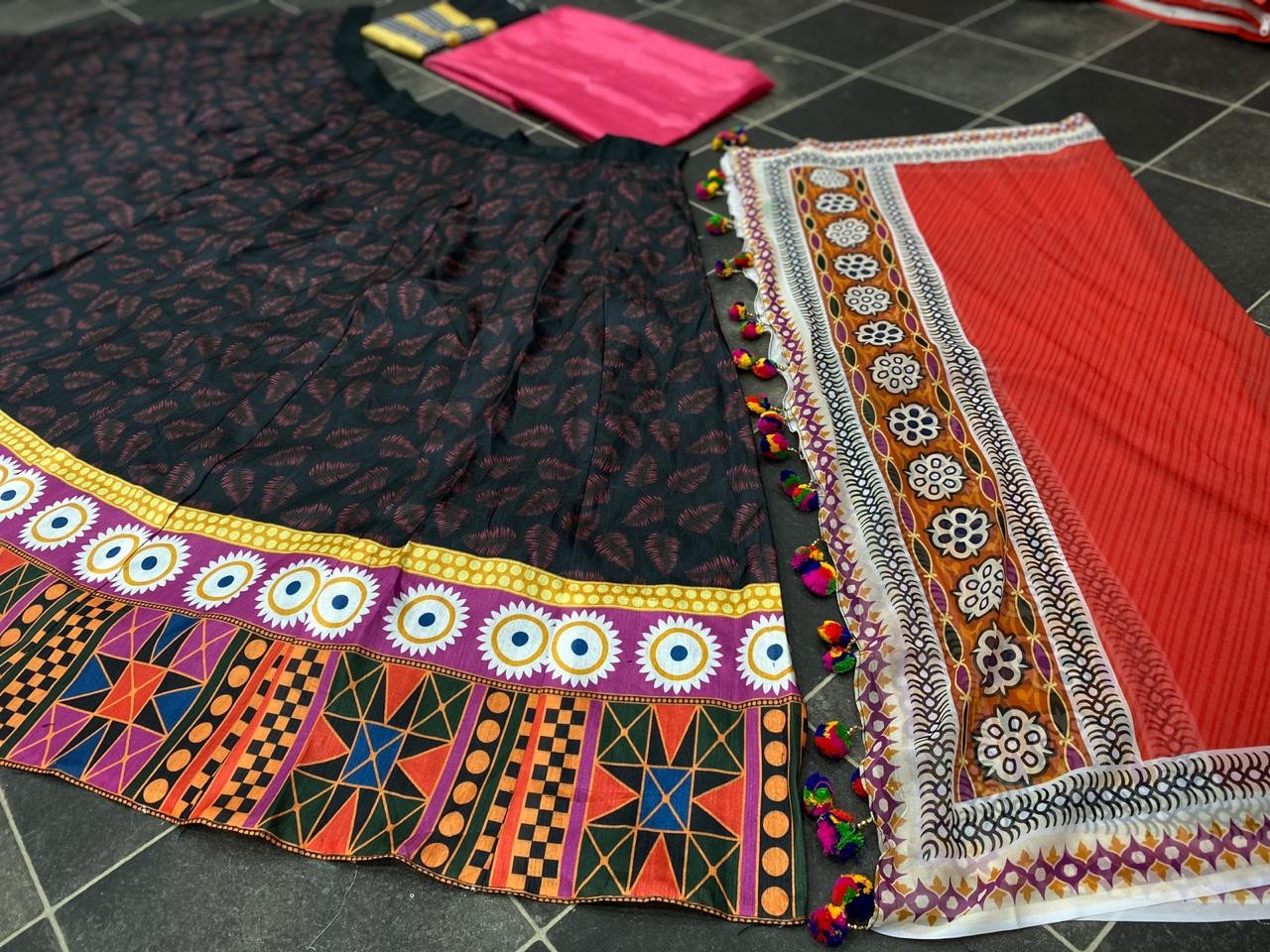 Navratri special multi color digital printed lehenga choli