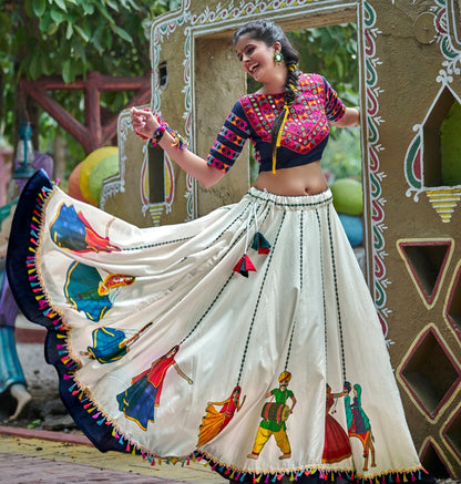 Navratri special off white soft cotton chaniya choli for garba