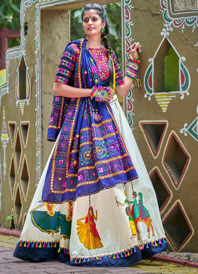 Navratri special off white soft cotton chaniya choli for garba