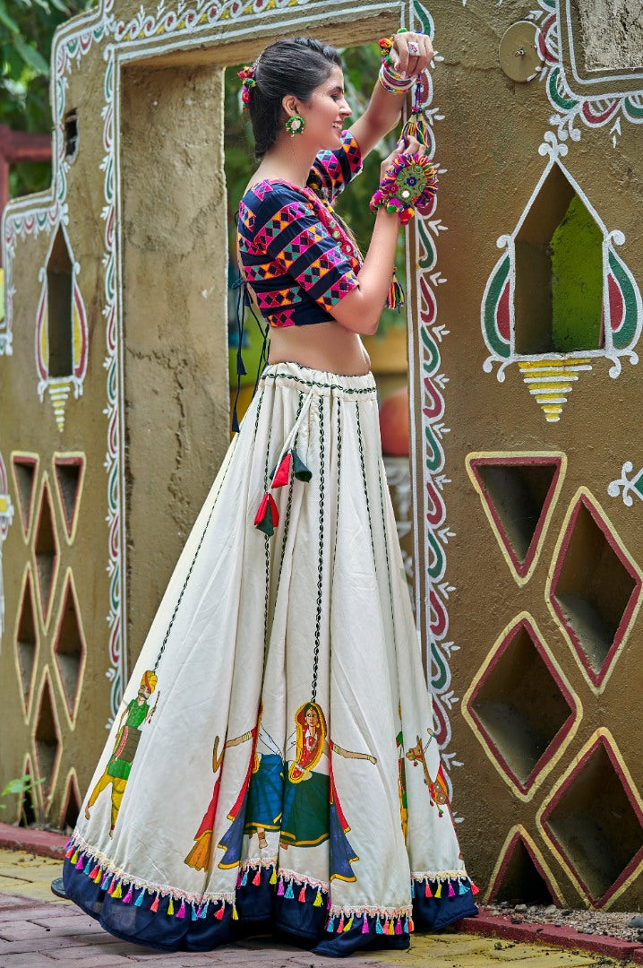 Navratri special off white soft cotton chaniya choli for garba