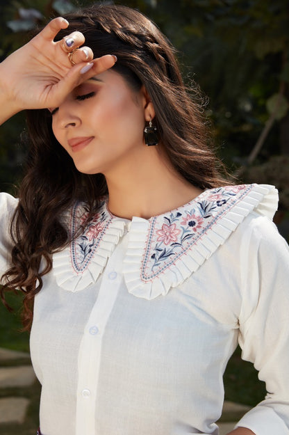 Navy blue crepe silk flower printed party wear crop top lehenga