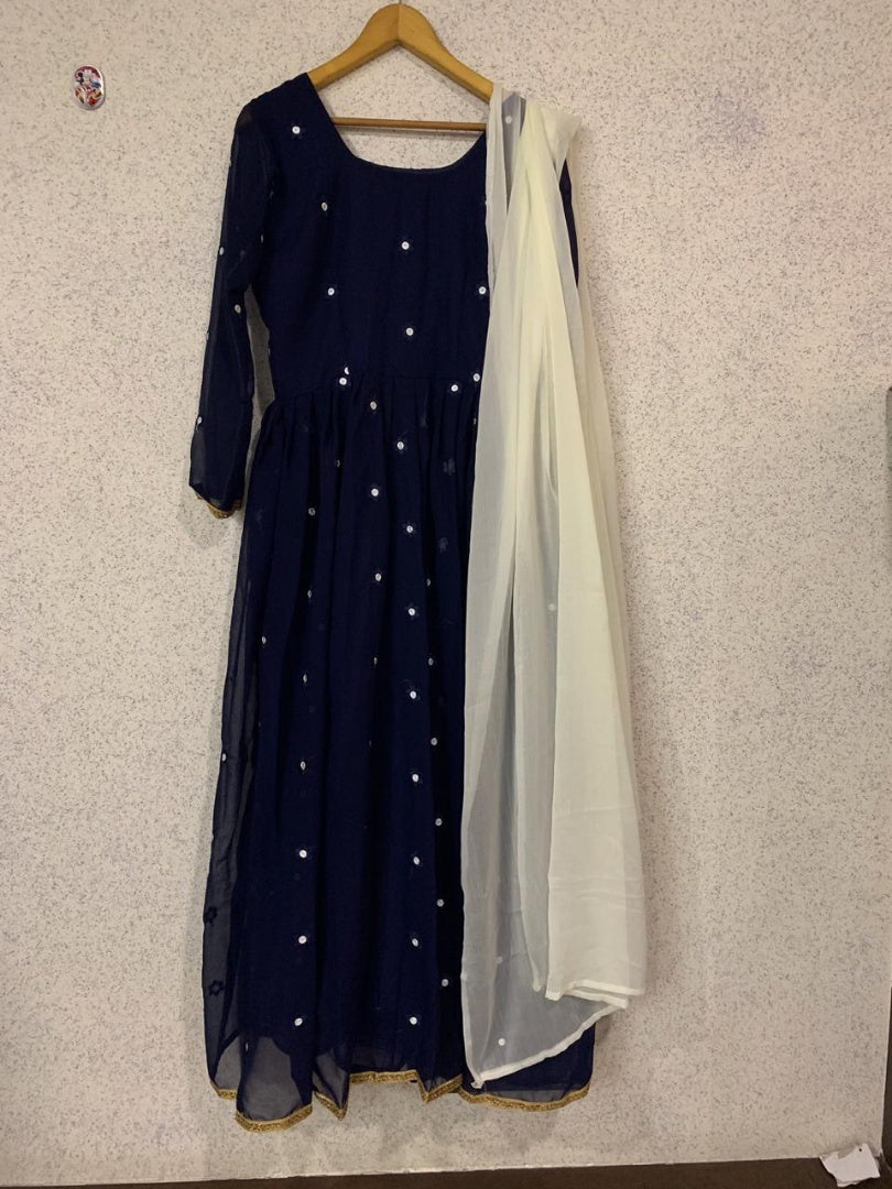 Navy blue georgette anarkali suit