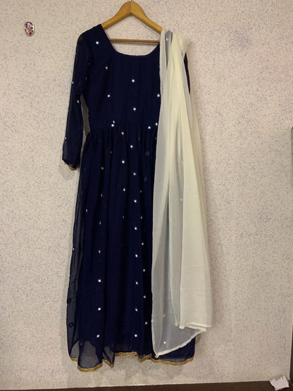 Navy blue georgette anarkali suit