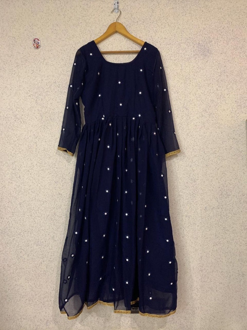 Navy blue georgette anarkali suit