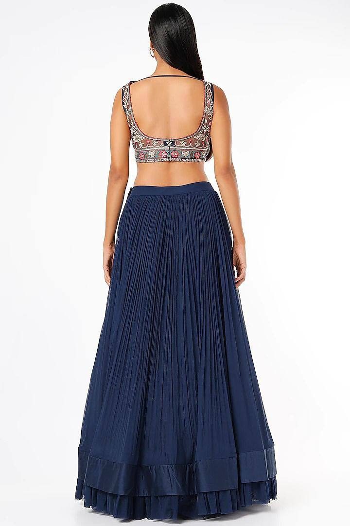 Navy blue georgette party wear lehenga choli