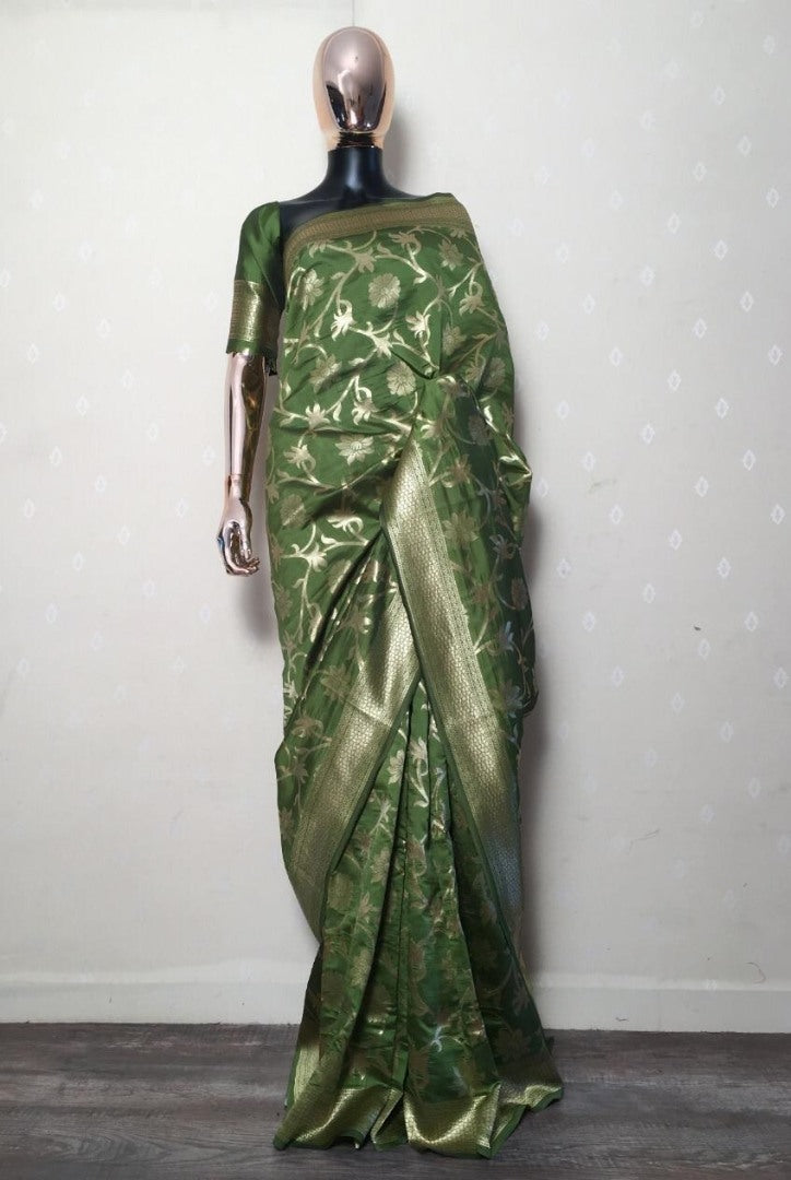 Navy blue kora silk jacquard weaving saree