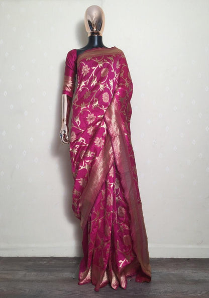 Navy blue kora silk jacquard weaving saree