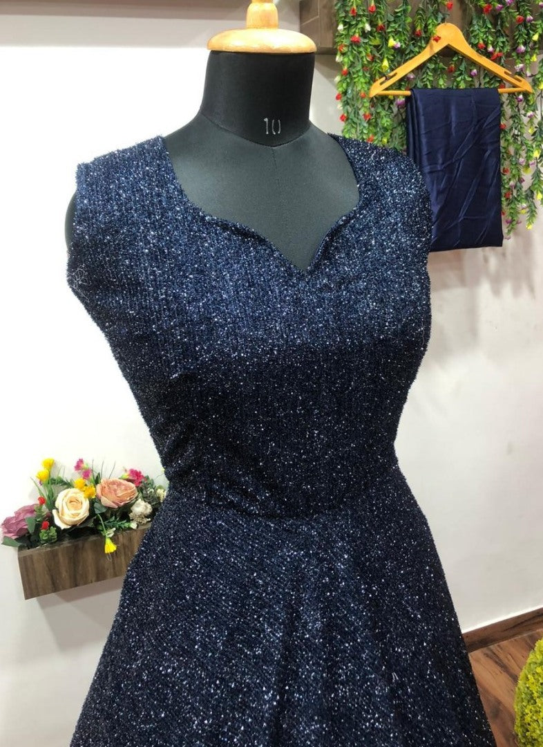 Navy blue partywear gown