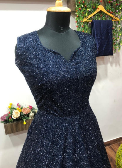 Navy blue partywear gown