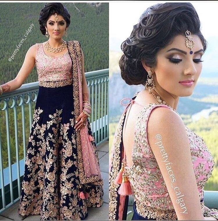 navy blue tapeta silk heavy embroidered wedding lehenga
