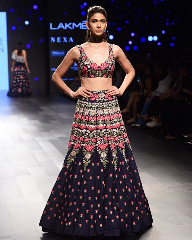 Navy blue velvet resham threadwork heavy wedding lehenga