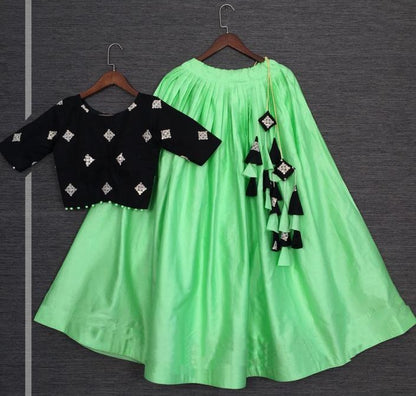 Neon green pure cotton lehenga choli