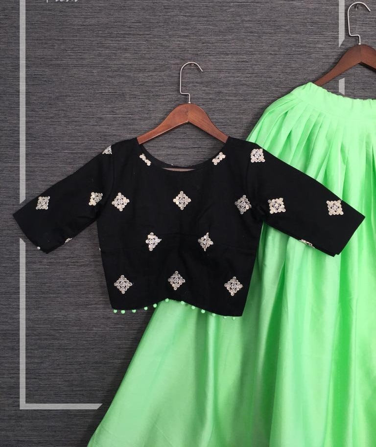 Neon green pure cotton lehenga choli