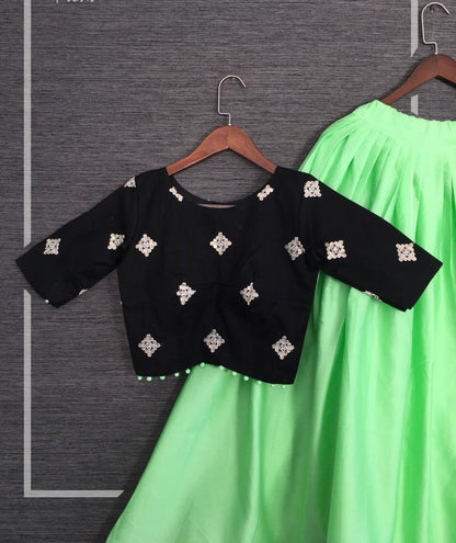 Neon green pure cotton lehenga choli