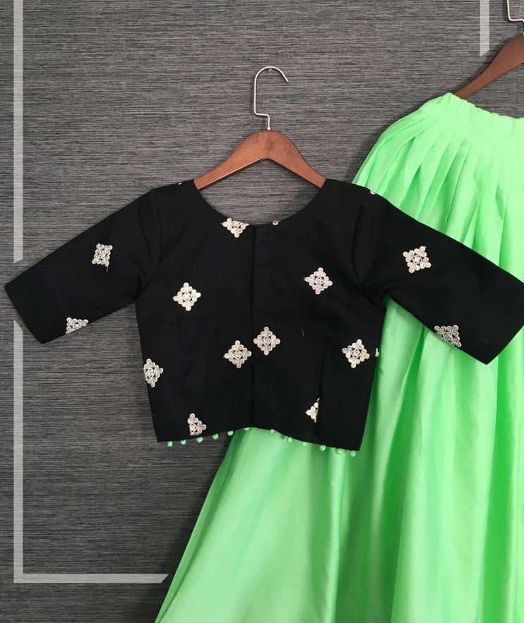 Neon green pure cotton lehenga choli