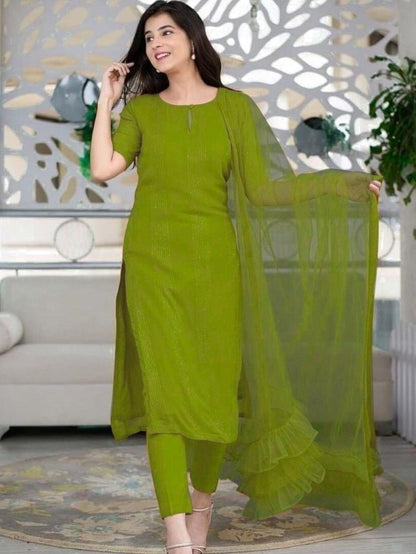 Neon green thread and sequence work salwar suit