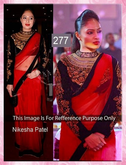 NIKESHA PATEL BEAUTIFUL RED & BLACK SAREE