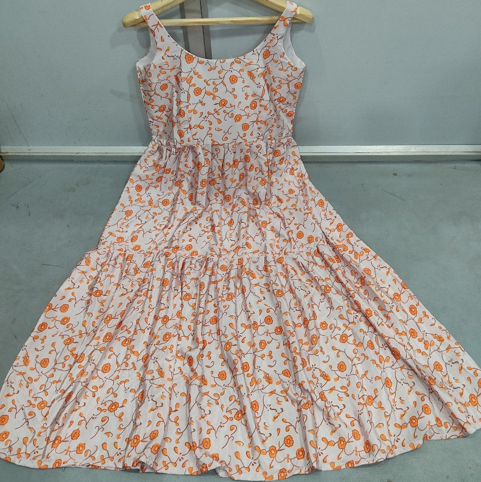 Off white american crepe silk digital print gown