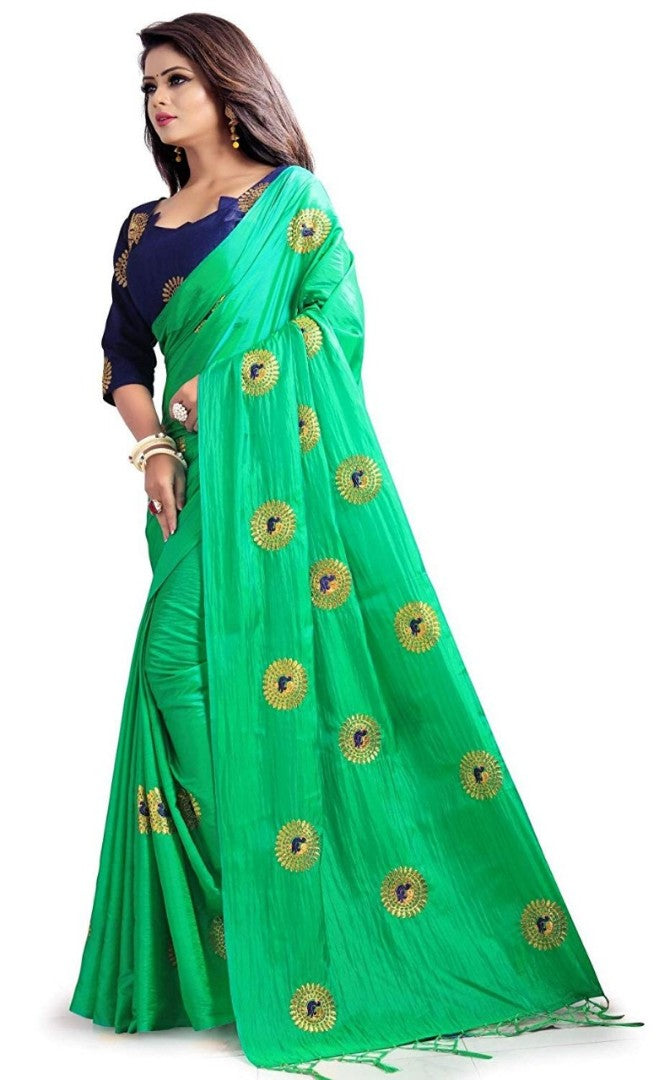 orange 2 tone paper silk beautiful embroidered zalar pallu saree with satin blouse