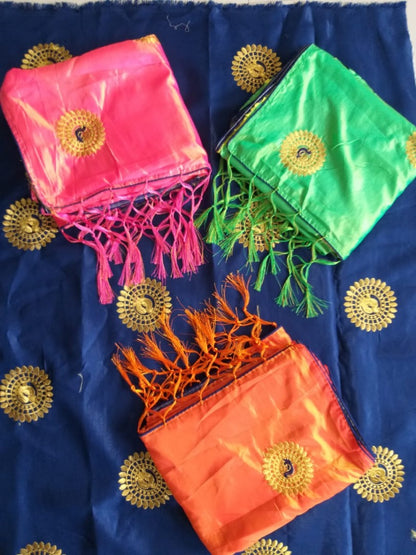 orange 2 tone paper silk beautiful embroidered zalar pallu saree with satin blouse