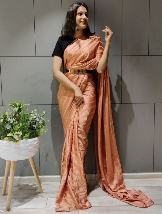 Orange booming silk ready to wear saree