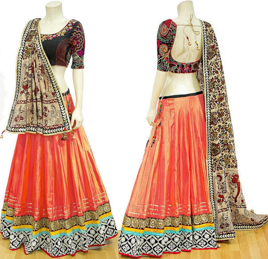 Orange bride banarasi silk navratri special lehenga