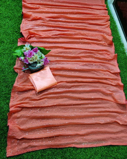 Orange georgette sequence work partywear saree