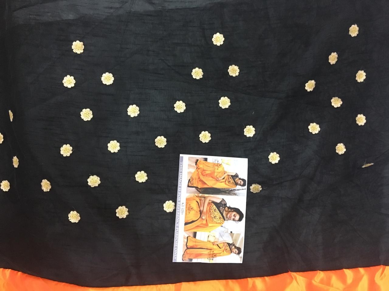 orange paper silk beautiful embroidered partywear saree