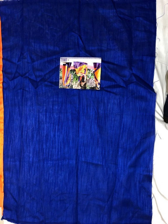 Orange paper silk embroidered festival wear saree