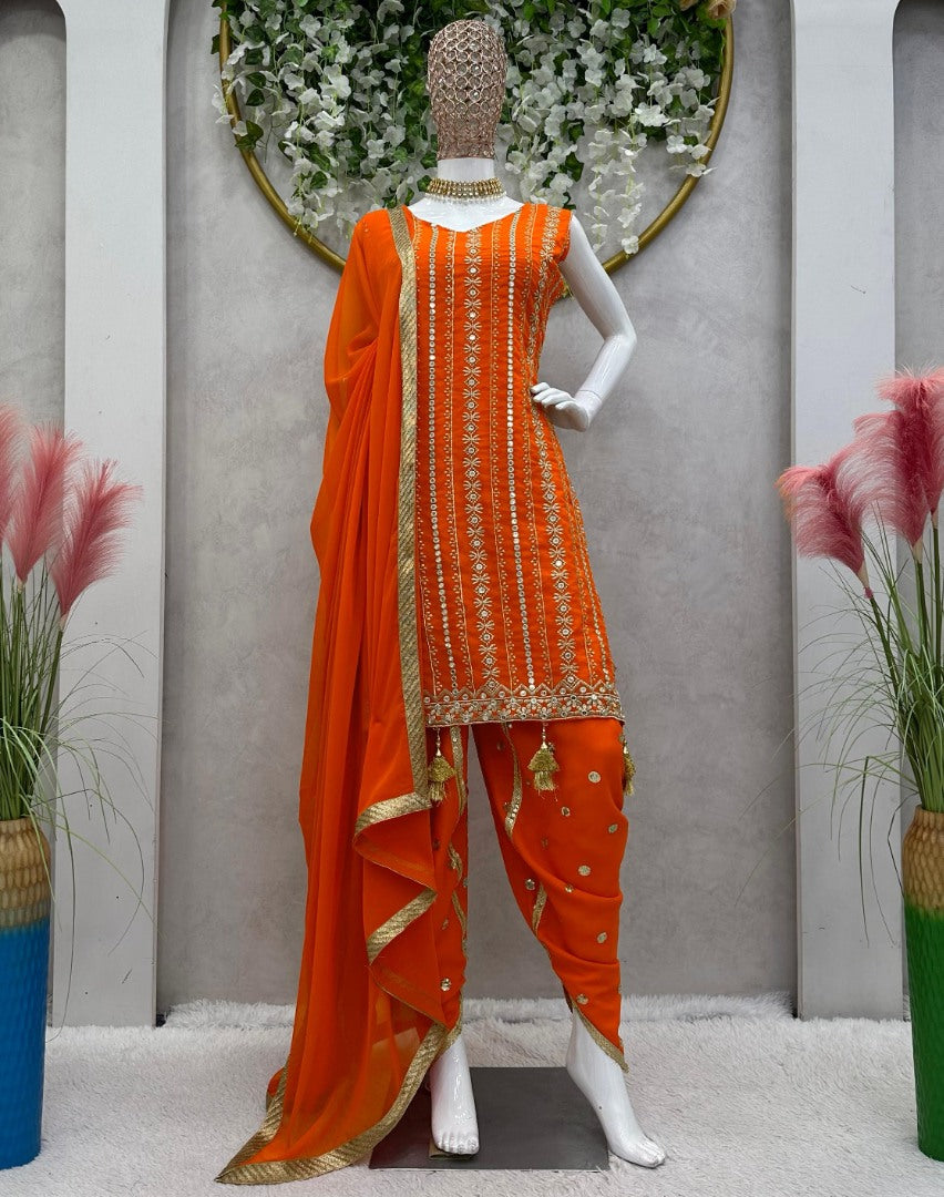 Orange punjabi dhoti suit