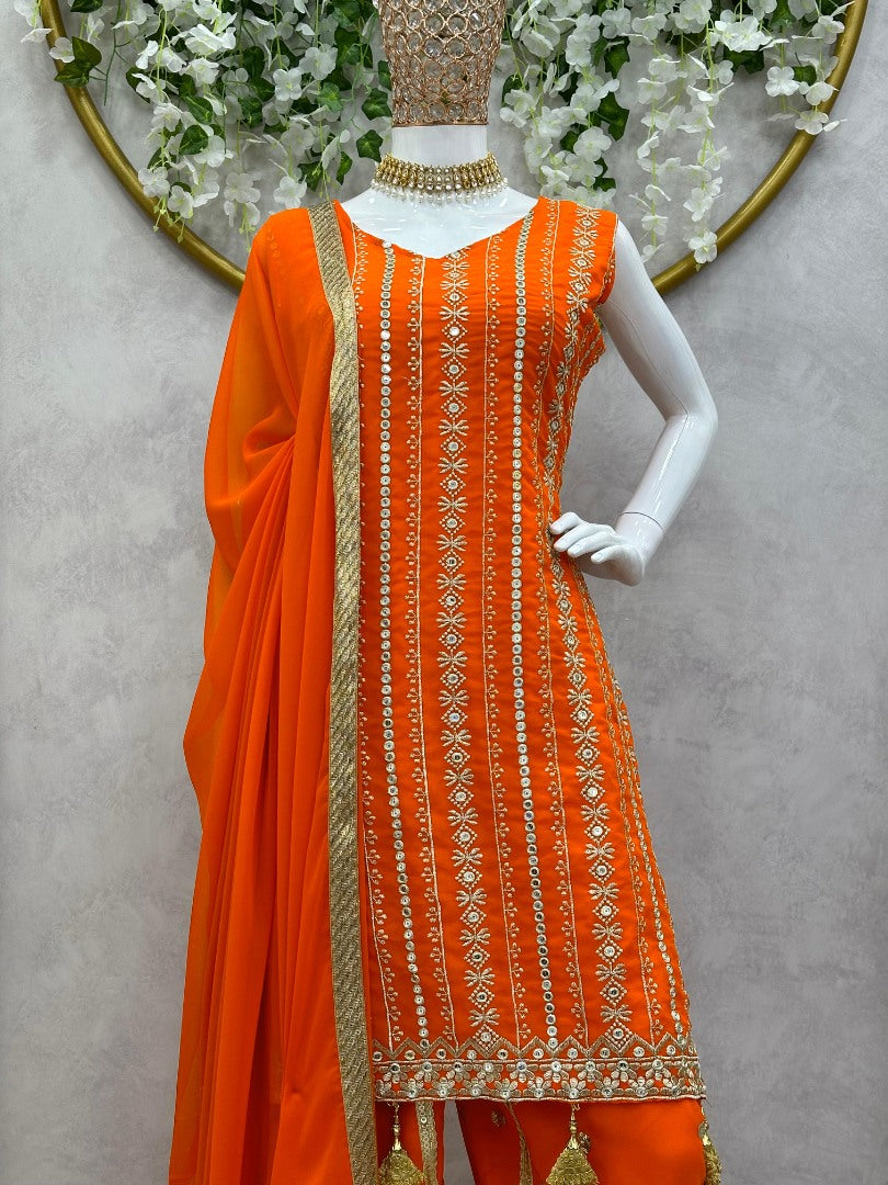 Orange punjabi dhoti suit