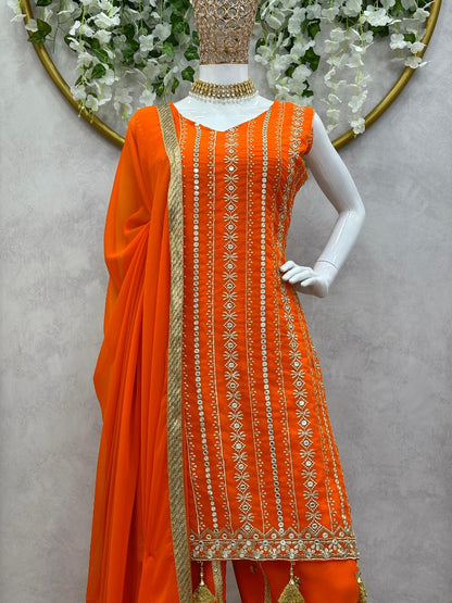 Orange punjabi dhoti suit