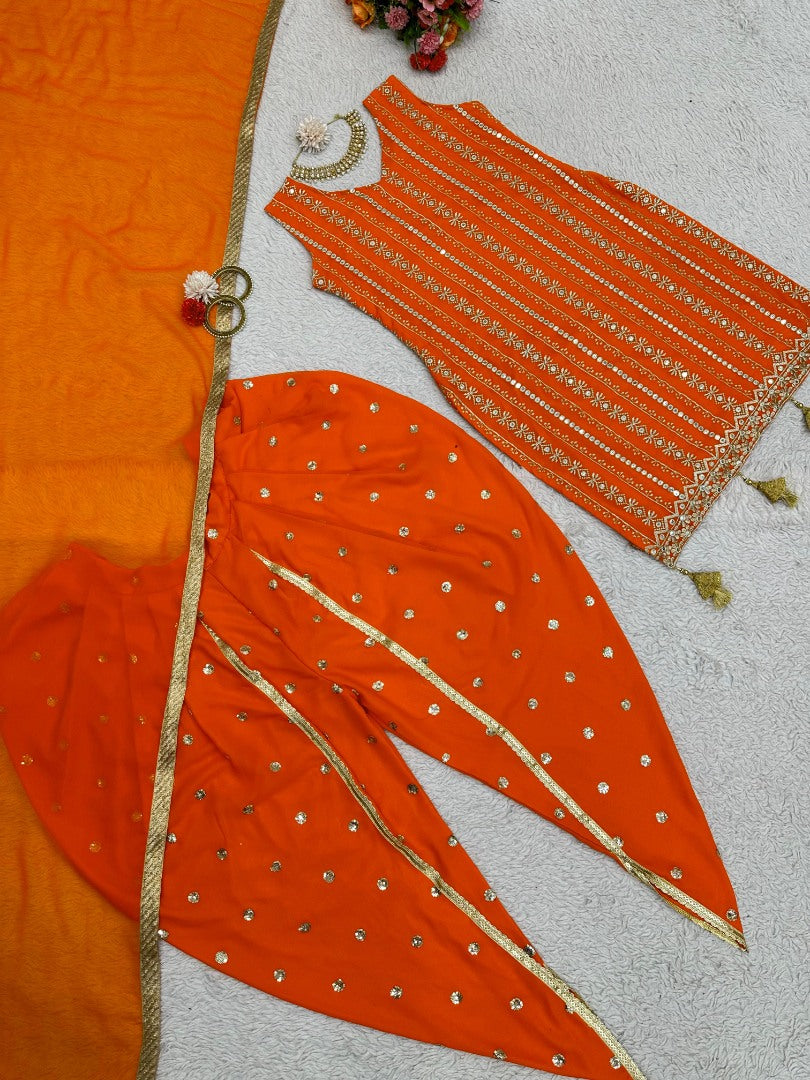 Orange punjabi dhoti suit