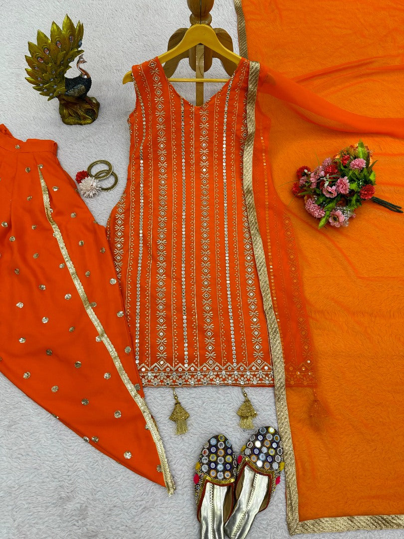 Orange punjabi dhoti suit
