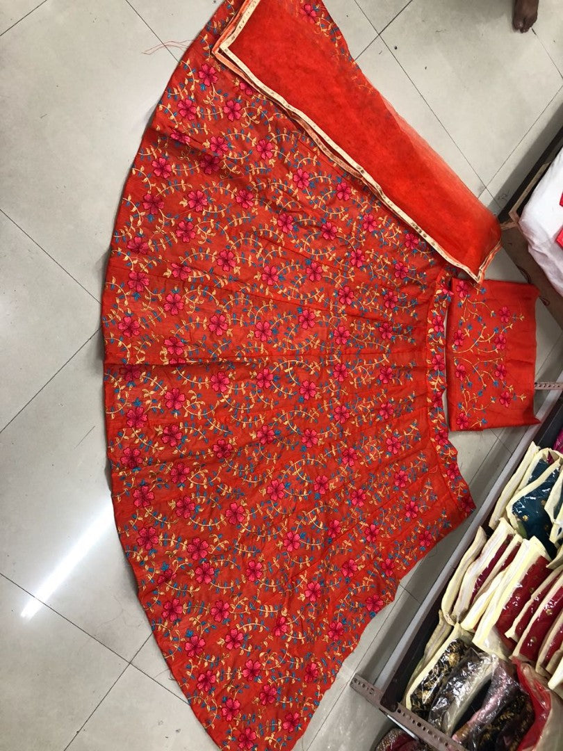 orange tapeta silk heavy embroidered bollywood style lehenga