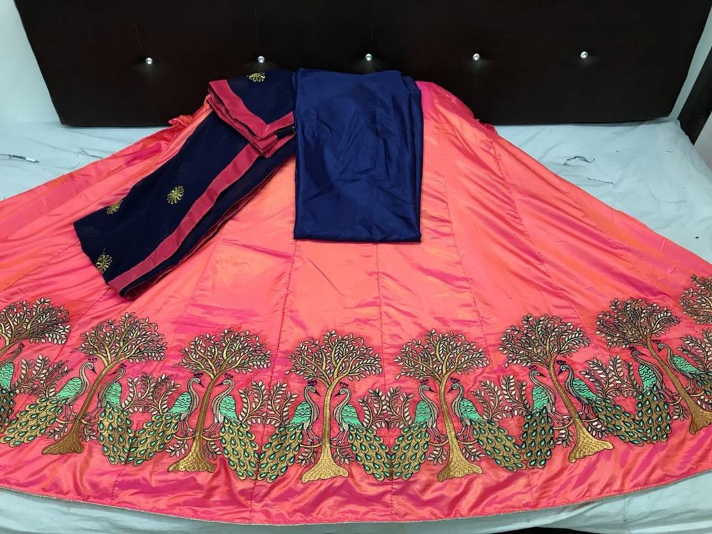 paper silk embroidered festival lehenga