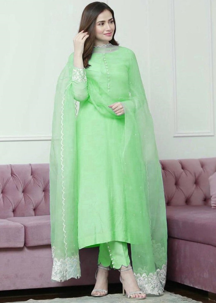 Parrot green cotton suit