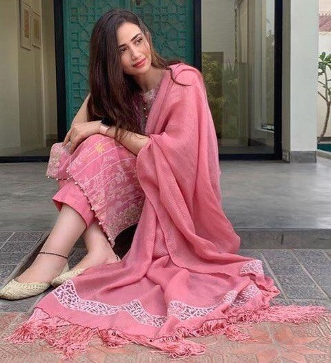 Peach american crep printed trendy salwar suit