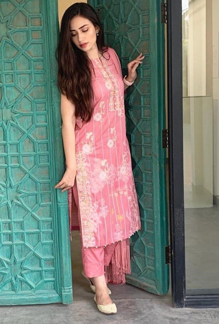 Peach american crep printed trendy salwar suit