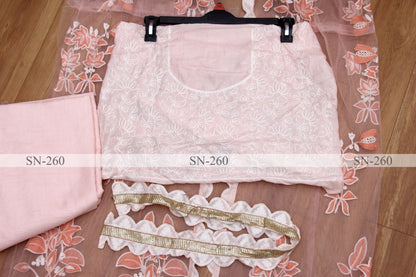 Peach dola silk embroidered indowesten saree with shrug