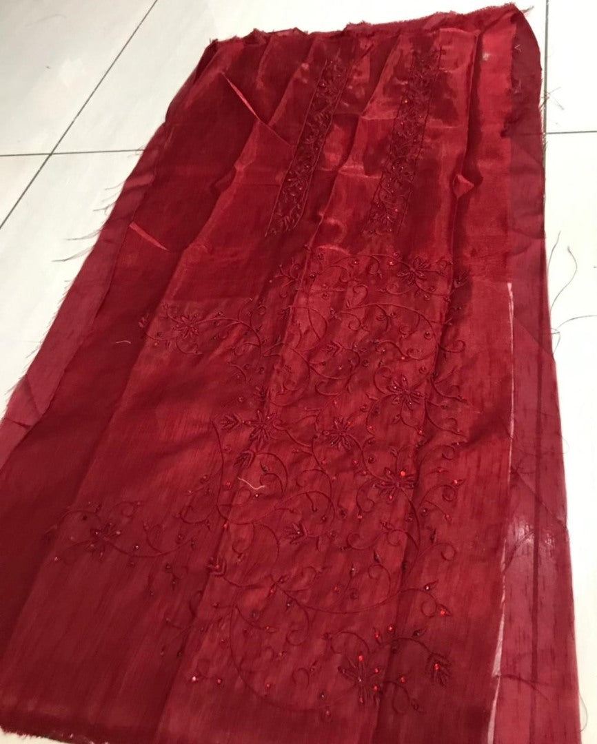 Peach dolla silk thread and stone work saree