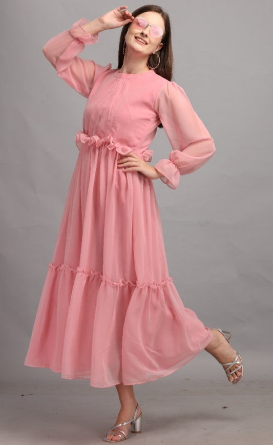 Peach georgette casual kurti