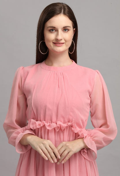 Peach georgette casual kurti