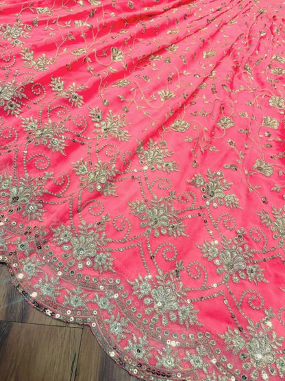 Peach georgette heavy embroidered wedding anarkali suit