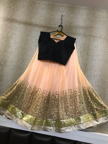 peach georgette heavy sequence work partywear lehenga