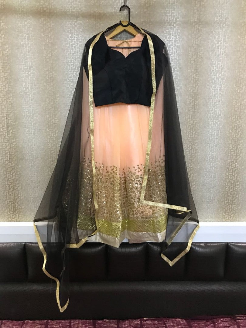 peach georgette heavy sequence work partywear lehenga