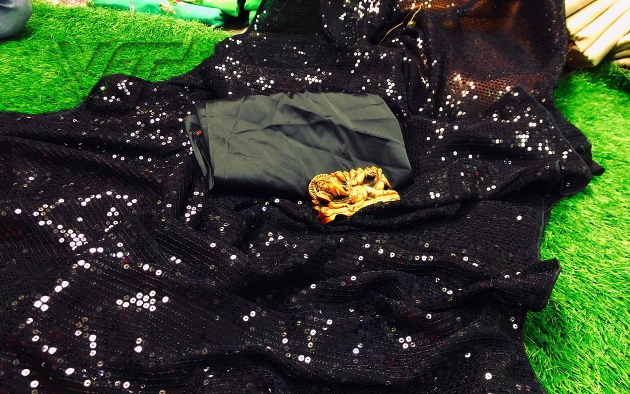 Peach georgette heavy sequence work stylist partywear saree