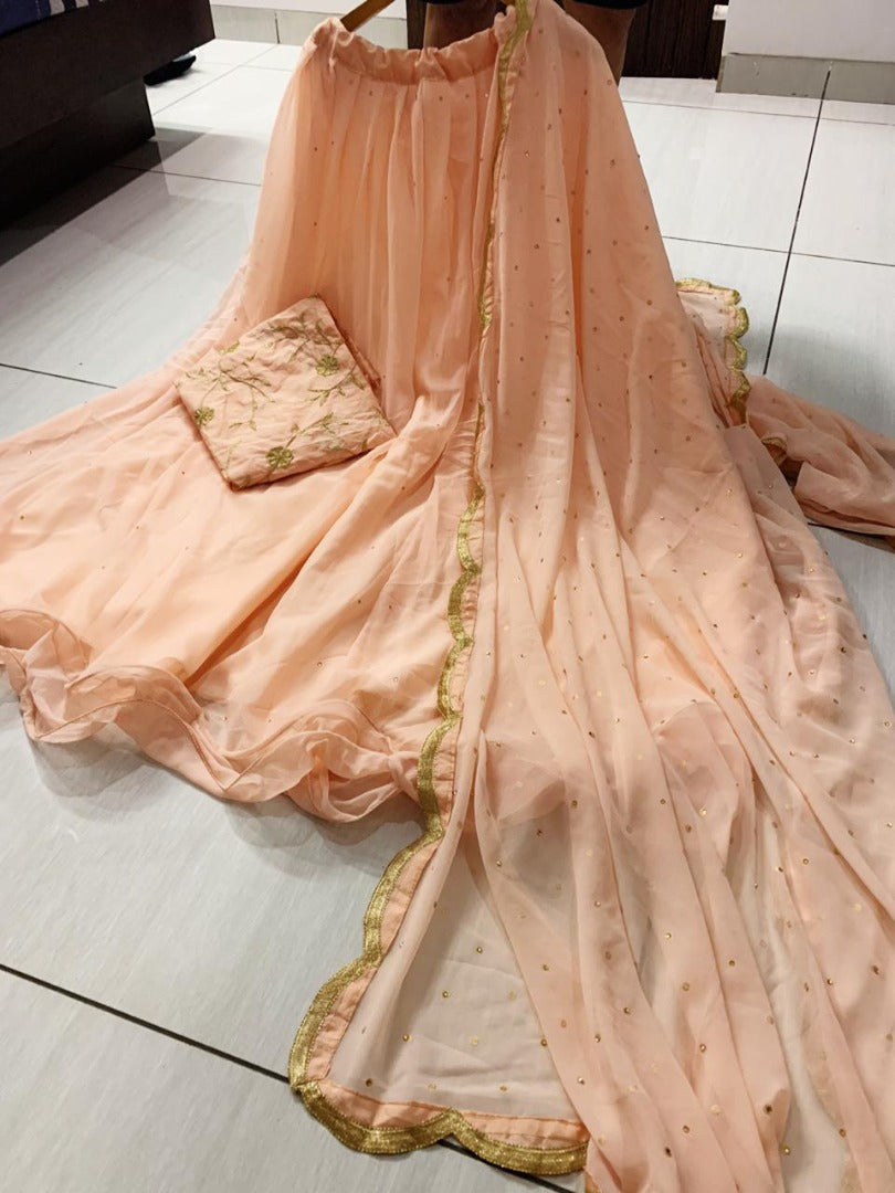 Peach georgette lehenga choli